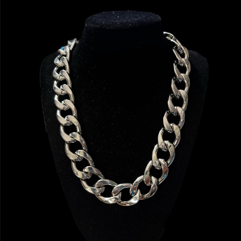 Vintage Graziano CN Signed Heavy Chunky Chain Link Necklace